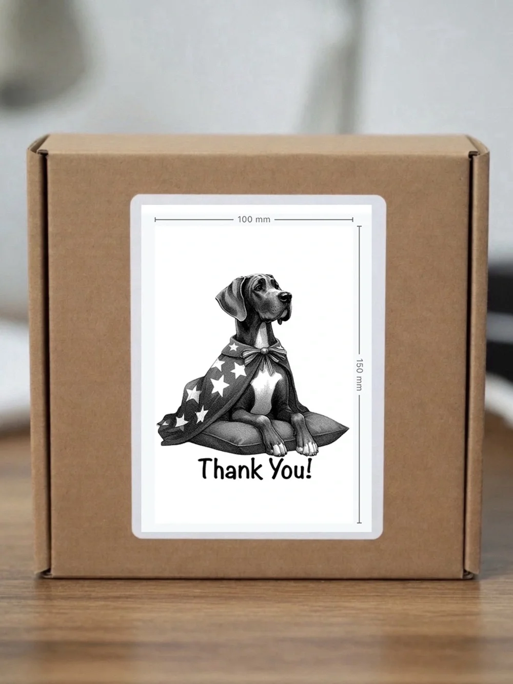 Patriotic Great Dane Thank You Stickers  4”x6”-100ct.